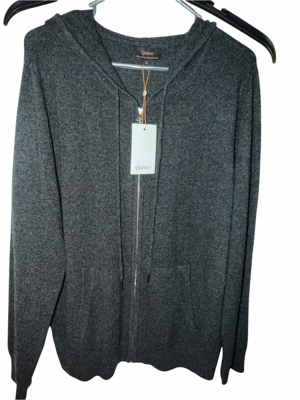 Quince Womens Dark Gray Zip-Up Hoodie Sweater
